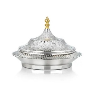 Casserole ronde en acier inoxydable avec couvercle gaufré, design oriental, finition polie, idéale pour la maison, les mariages, la restauration et les hôtels - Product Image 3