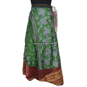 Falda Envolvente de Seda Reciclada Reversible Vintage, Vestido Envolvente de Seda para Dormir, Envolvente de Seda India para el Verano, Fabricante - Product Image 6