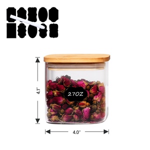27oz bening persegi kedap udara kaca penyimpanan makanan stoples kaca dengan tutup bambu untuk meja dapur, permen, kue, beras, Sereal - Product Image 3