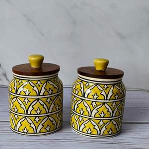 Tarro de Almacenamiento Ecológico de Madera de Mango con Estampado Esmaltado, Organizador para Encimera de Cocina - Product Image 5