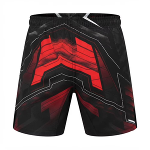 Shorts de Boxe MMA Écologiques en Polyester Respirant, Séchage Rapide, Taille Élastique, Style Sportif, Imprimé par Sublimation Rouge et Noir – Toutes Tailles - Product Image 5