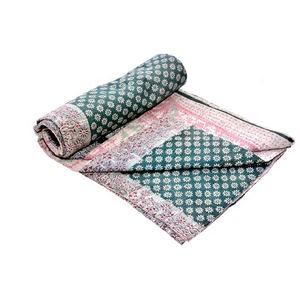 Indian Handmade Vintage Kantha Quilt Reversible Cotton Blanket Kantha Bedding <b>Bed</b> <b>Cover</b> Hand Weaving - Product Image 1