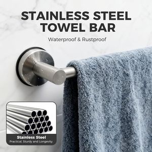 Portasciugamani da Bagno Regolabile da 14,6 a 24 Pollici in Acciaio Inox con Ventosa, Porta Asciugamani da Parete Moderno - Product Image 5
