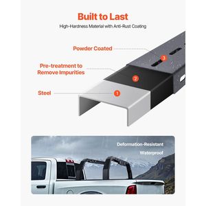 Portapacchi per Camion Overland Regolabile 14.4-17.3 Pollici di Altezza con Luci LED e Controllo Sicurezza del Carico, Compatibile con Ram 1500/Tundra - Product Image 6
