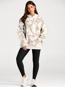 Sudadera con capucha de forro polar oversize para mujer, diseño de camuflaje, estilo casual urbano de manga larga y ajuste holgado - Product Image 2
