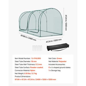 Gabbia per Piante da Esterno Facile da Installare, 2,4 x 1,2 x 1,2 m, Resistente al Vento, con Porta con Cerniera, Rete da Giardino per Protezione delle Piante - Product Image 4
