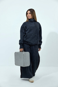 Conjunto de Sudadera Oversize y Pantalones Anchos con Lavado Ácido para Mujer, Chándal de Dos Piezas con Lavado Vintage, Ropa Casual Holgada para Descansar - Product Image 4