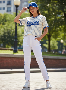 Styliro Baseball Jersey Set Striped Short Sleeve With Cap Unisex Adult Breathable Polyester Sportswear All Seasons - Product Image 4