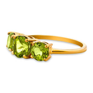 Joyería de Aniversario de Bodas con Tres Piedras de Peridoto Verde y Diopsido Cromado, Engaste de Plata de Ley con Baño de Oro, Estilo Vintage - Product Image 4
