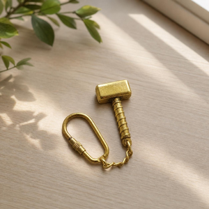 Brass Hammer Keychain <b>Mini</b> Gavel Keychain Solid Brass Tool <b>Keyring</b> Handmade Vintage Key Holder Gift for Lawyer Judge Carpenter - Product Image 3