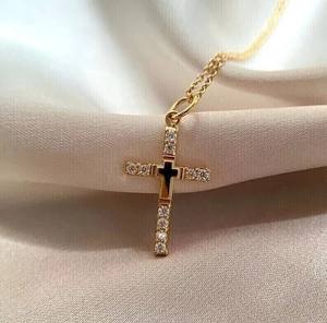 Collier pendentif croix en moissanite taille brillant de luxe, en argent sterling 925 plaqué or jaune, bijoux religieux hip-hop pour - Product Image 5