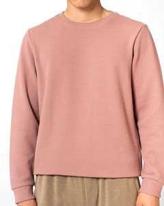Premium Quality <b>Men</b> Knitted Fleece Crew Neck <b>Sweatshirt</b> Pink Solid Casual Pullover Long Sleeve Regular Fit Breathable Winter - Product Image 1