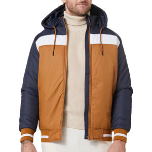 Blousons matelassés décontractés en toile pour homme, motif lettres, à capuche, coupe-vent, rembourrés en polyester/coton, pour l'hiver et les températures froides - Product Image 1