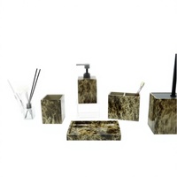 Vente en gros d'usine - Ensemble d'accessoires de salle de bain en marbre Dark Emperador 6 pièces pour hôtel, villa, décoration de salle de bain de luxe
