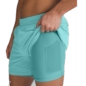 Pantalones Cortos Deportivos Morados de Cintura Alta para Hombre con Bolsillos, de Secado Rápido, Cintura Elástica, Tejido de Punto, Spandex y Poliéster - Product Image 3