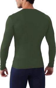 T-shirt de compression à manches longues et col rond pour homme, coupe ajustée, en Spandex/Polyester écologique, séchage rapide, idéal pour l'entraînement - Product Image 3
