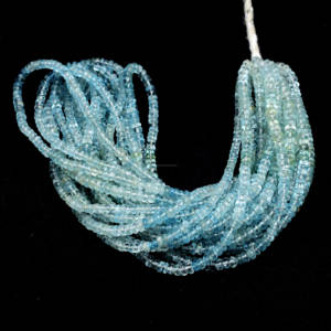 Natural <b>Aquamarine</b> Smooth Rondelle Shape 16 Inch Gemstone Beads Strand Use for Making Creative Jewelry Necklace <b>Bracelet</b> - Product Image 1