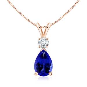 จี้เพชรทรงหยดน้ำแทนซาไนต์แบบ V-Bale พร้อมสร้อยคอทอง 14K 18K  ได้รับการรับรองจาก IGI  พร้อมจี้เพชร V-Bale  แบบ OEM - Product Image 1