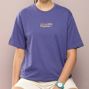 เสื้อยืดผ้าฝ้ายสีม่วงสำหรับผู้หญิงคอกลมทรงหลวมลำลองแขนสั้นสวมใส่ในฤดูใบไม้ผลิฤดูร้อน - Product Image 1