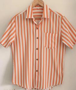 Custom Hand Drawn Batik Printed 100% Cotton Fabric Formal Men's <b>Shirt</b> <b>Button</b> Half Sleeve Striped Eco-Friendly Breathable Casual - Product Image 1