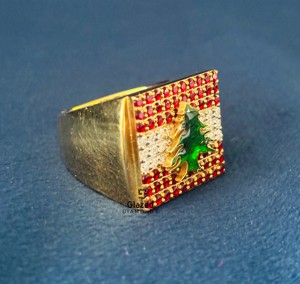 Superbe nouvelle bague tendance hip-hop entièrement sertie de moissanite VVS taille brillant rond en argent sterling 925 avec drapeau du Liban pour homme - Product Image 2