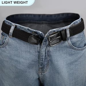 Cinturón Casual de Nylon Trenzado, Color Negro Sólido, Hebilla de Zinc Puro, Diseño Elástico y Duradero, Accesorio de Moda para Hombre - Product Image 3
