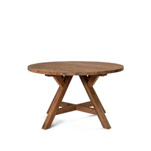 Table de salle à manger ronde moderne en teck massif avec structure à pieds croisés robustes pour restaurant, café et mobilier de salle à manger - Product Image 3