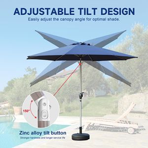 Ombrellone da Patio da 2,7 m con Manovella Inclinabile a Pulsante, Protezione UV, Impermeabile, Ombrellone da Giardino per Esterni 8 - Product Image 3