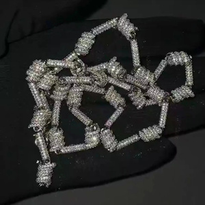 Elegante Cadena de Moissanita Plateada con Brillo de Diamante, Cadena Cubana de Moissanita Chapada en Oro y Plata 925 para Hombre y Mujer - Product Image 6