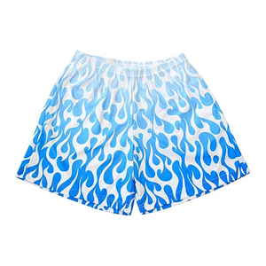 Quick Dry Custom Sublimation 100% Polyester Canvas Fabric Breathable Mid Elastic Waist Sporty Flame Pattern Men Fitness Gym - Product Image 1