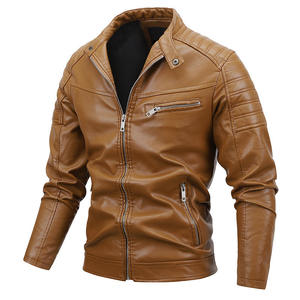 Veste en cuir PU tendance pour homme, veste de moto pour homme, veste en cuir de qualité, épaisse et chaude pour l'hiver - Product Image 2