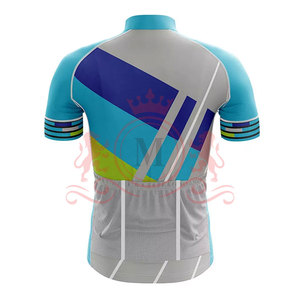 Ensemble maillot et short de cyclisme pour homme, bleu, gris, violet, vert, motif géométrique, manches courtes avec short rembourré - Product Image 4