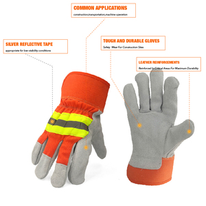 Gants de travail en PU orange, longueur poignet, avec manchette élastique, style uni, pour usage extérieur printemps-automne - Product Image 5