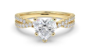 Anillo elegante y único con corazón y diamantes redondos de 0.75 ct, diamante cultivado en laboratorio en oro de 18 quilates y platino. - Product Image 2