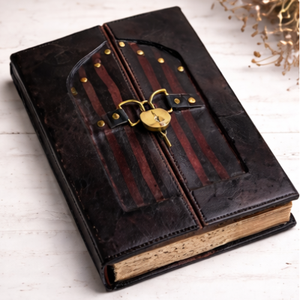 Vintage A5 Black Leather Journal Lockable Door Handmade Antique <b>Diary</b> Notebook Graduation Christmas Personalized Gift - Product Image 2