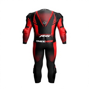 Traje de cuero prémium para hombre, mono de moto de una pieza para carreras con protectores, ideal para el día de pista, con joroba - Product Image 2