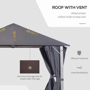 Gazebo da Giardino 3x3 Metri Grigio Scuro Serie AS con Tettoia e Pergola - Product Image 3