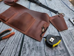 <b>Leather</b> Roll Up <b>Tool</b> Bag With Multiple Pockets For Screwdrivers And Wrenches - Product Image 5