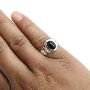 Bague éternité en argent sterling 925 de haute qualité avec pierre précieuse onyx noir taille ovale, bijou fin classique de style bohème - Product Image 4