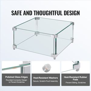 15 X 15 X <b>7</b> Inch Clear Tempered Wind Guard for Square Gas <b>Fire</b> Pit 0.31 Inch Thick Accessory Fireplace Set & Accessory - Product Image 5