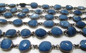 Cadena con Conector de Bisel de Ópalo Azul Natural de Forma Irregular, Tamaño de 12 a 15 mm, para la Creación de Joyería - Product Image 5
