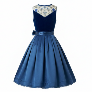 Nouvelle robe Dirndl décontractée imprimée et respirante pour femme, style Oktoberfest allemand, broderie unie, longueur genou, sans manches - Product Image 3