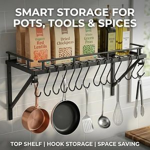 Solitude Heavy Duty Carbon Steel Over Door Hanger for Cloths, Drill Free Door Hanging <b>Hooks</b> for Bathroom, Bedroom, <b>Kitchen</b> | - Product Image 4