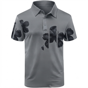 Camisa de Manga Corta con Cierre para Hombre, Diseño Color Block, Tejido Deportivo Informal, Antiarrugas, Secado Rápido, Largo Regular, Verde Gris con Bolsillo - Product Image 1