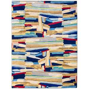 Abstract Multicolor Wool Area Rug 8x12 Feet, Hand Tufted Modern <b>Carpet</b>, Contemporary Large Size Living Room Rug - Product Image 3