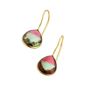 Superventas 925 plata esterlina mujer chapado en oro colgante chapado en oro pendiente turmalina cuarzo forma de pera 12x16mm joyería - Product Image 4