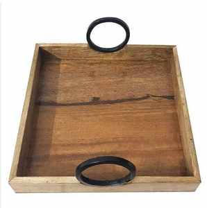 Plateau de service en bois gravé écologique pour bar, avec poignées, naturel, fait main, passe au lave-vaisselle, décoratif, luxueux, élégant, moderne - Product Image 3