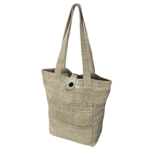 Bolsa de Mano de Cáñamo del Himalaya, Natural, Orgánica, Premium, Ecológica, Resistente, con Forro de Algodón, Botón de Coco y Bolsillo Interior, para la Playa - Product Image 3