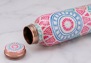 Bohemian Pattern Eco-Friendly <b>Metal</b> <b>Water</b> <b>Bottle</b> with Copper Lid Portable Drinkware for Travel - Product Image 4