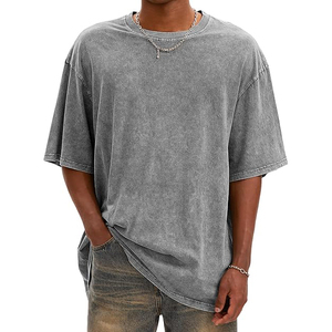 Acid Wash <b>Tee</b> With Speckled Black And <b>White</b> Pattern Soft Cotton Relaxed Crew Neck Acid Washed T Shirts - Product Image 4